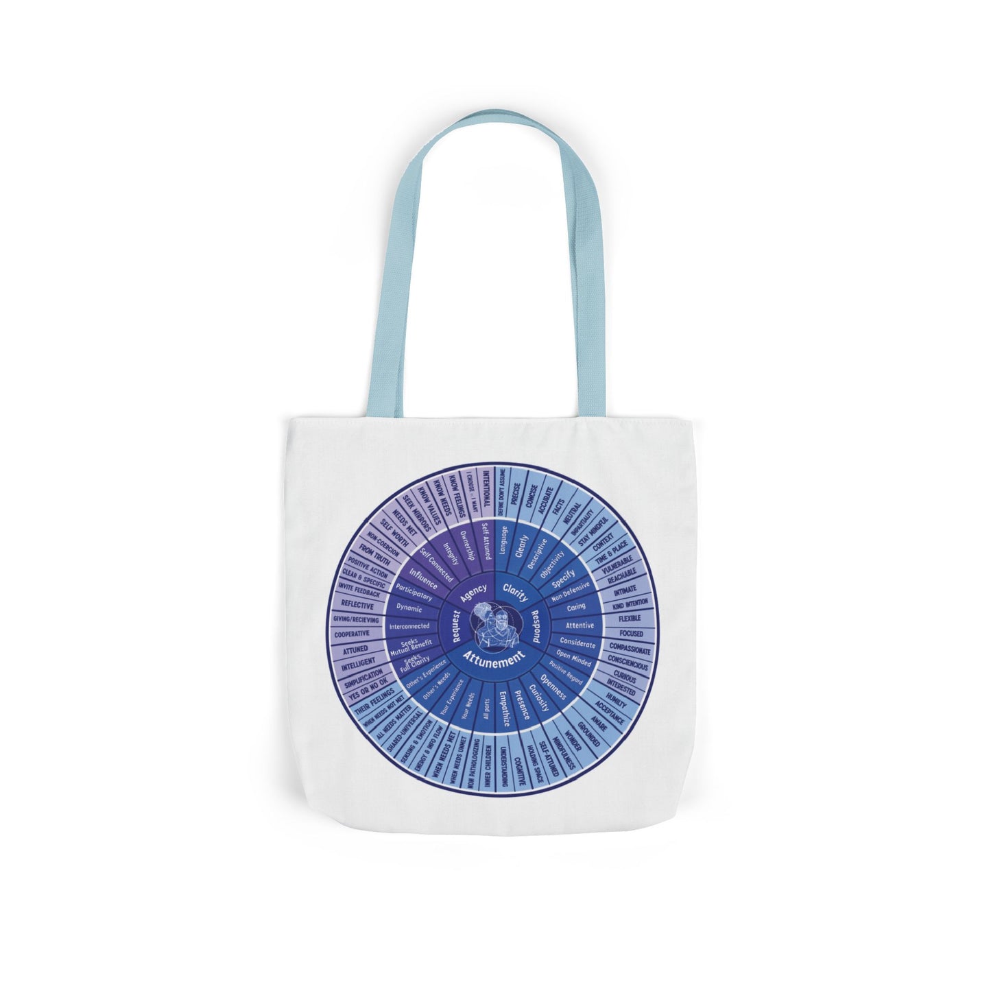 Attunement Canvas Tote Bag with Vibrant 5-Color Straps, Therapy Psych Art, Everyday Use