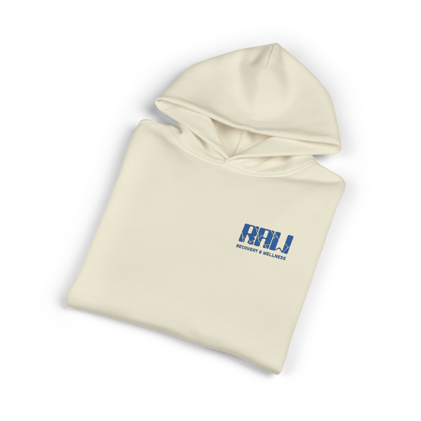 Relaxed Hoodie — Minimal 'RHU' Blue Mosaic Chest Logo Hoodie