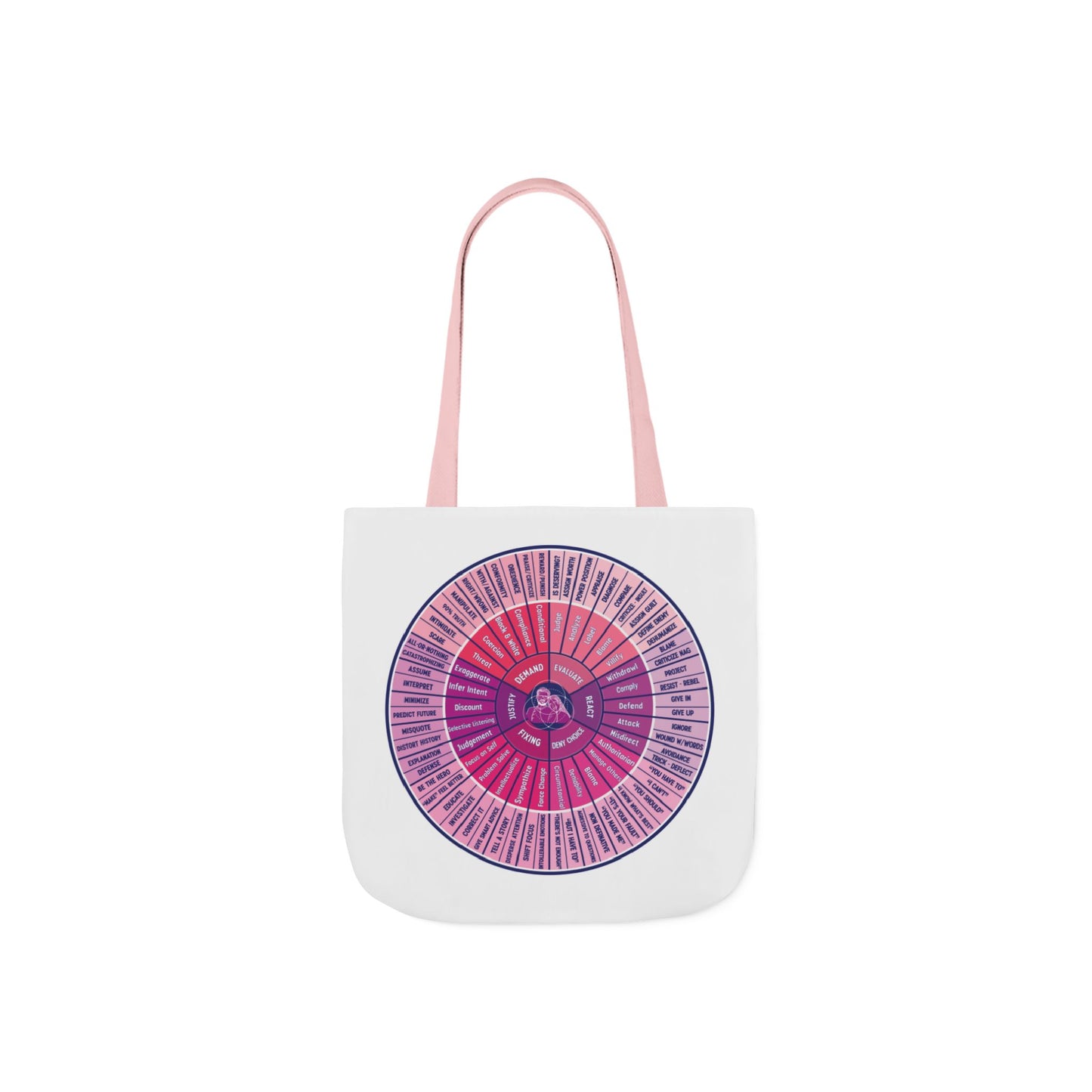 Attunement Canvas Tote Bag with Vibrant 5-Color Straps, Therapy Psych Art, Everyday Use