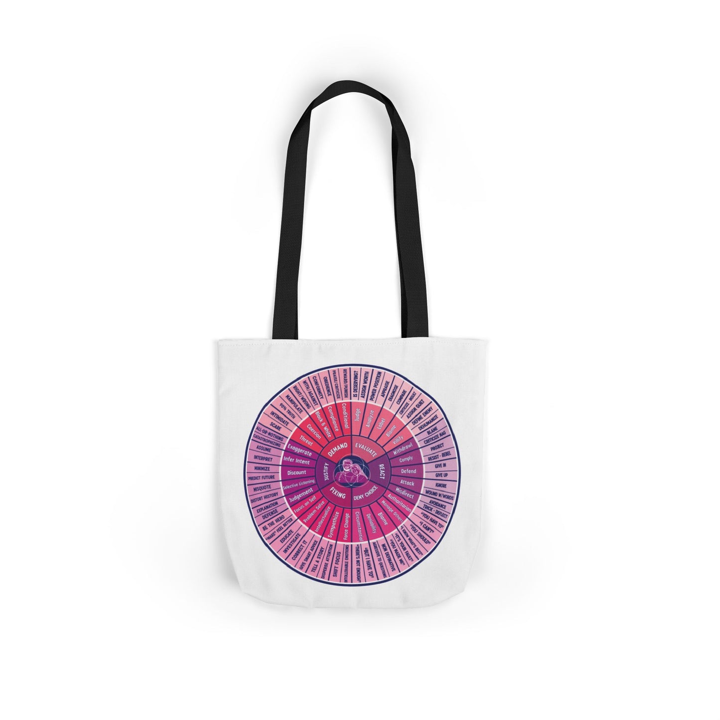 Attunement Canvas Tote Bag with Vibrant 5-Color Straps, Therapy Psych Art, Everyday Use