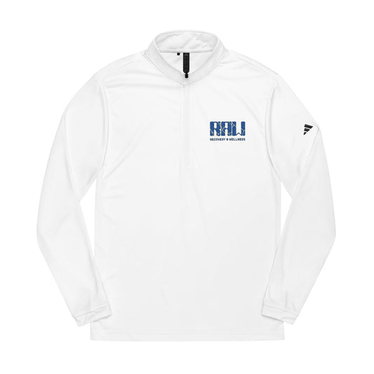 Embroidered Quarter-Zip Pullover — White adidas® Performance Top
