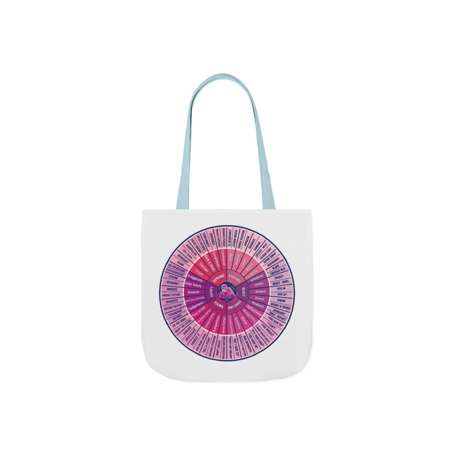 Attunement Canvas Tote Bag with Vibrant 5-Color Straps, Therapy Psych Art, Everyday Use