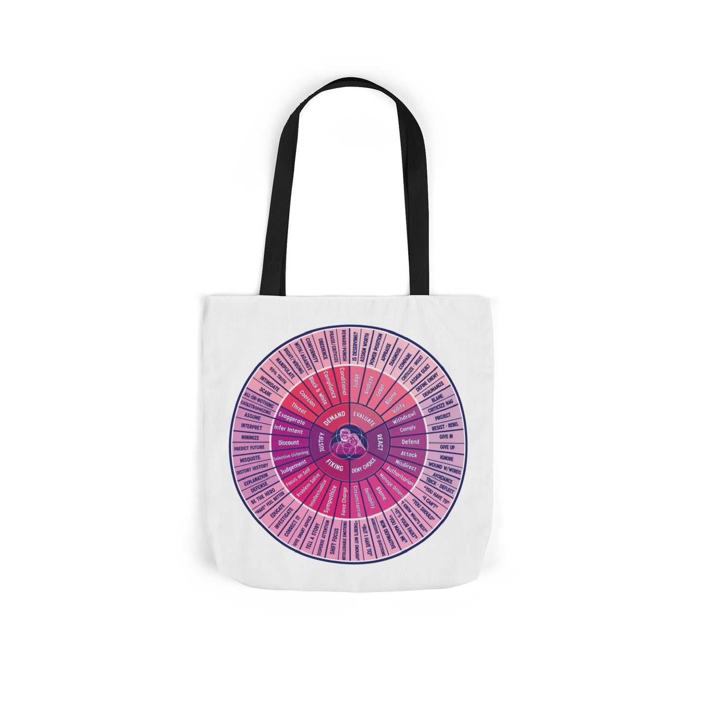 Attunement Canvas Tote Bag with Vibrant 5-Color Straps, Therapy Psych Art, Everyday Use