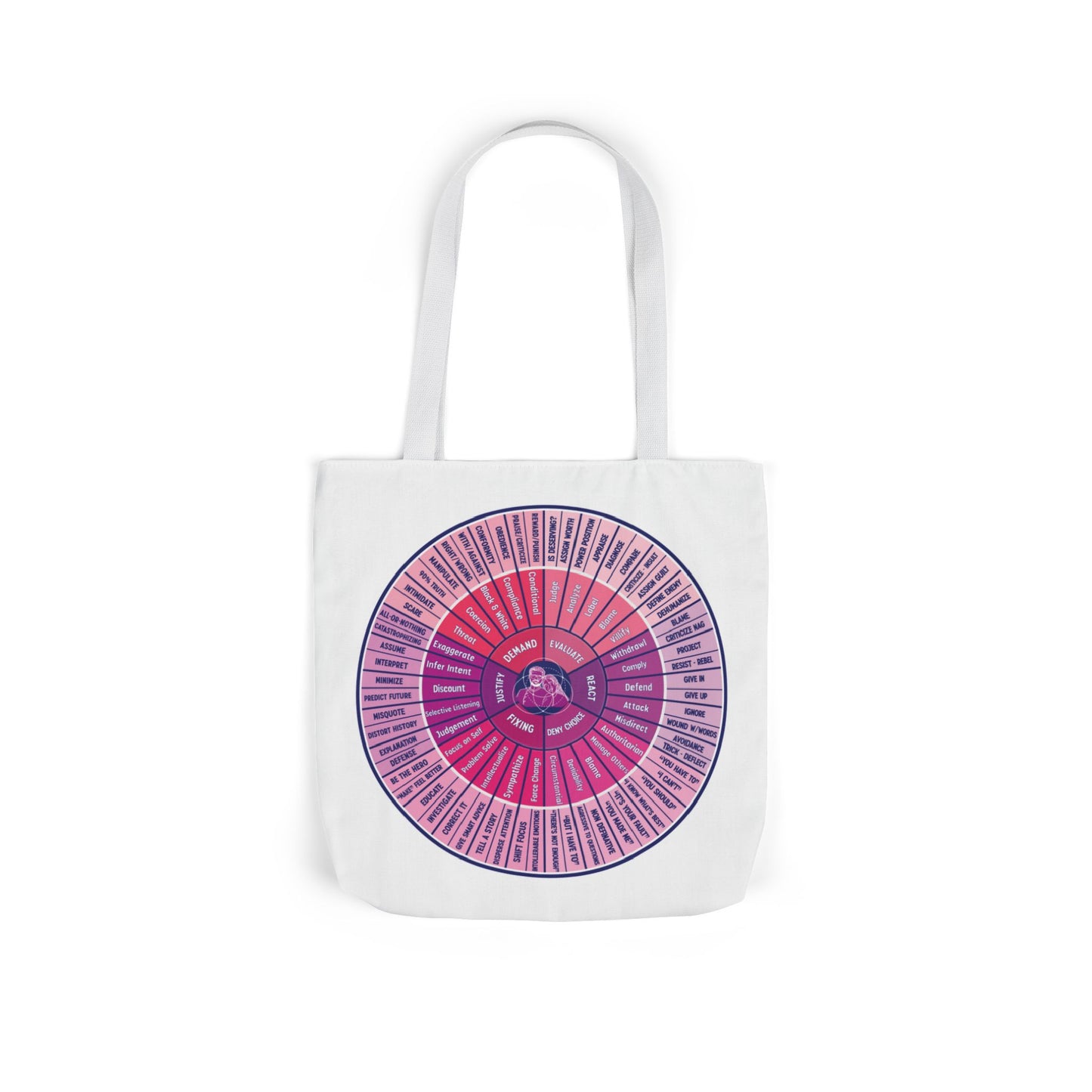Attunement Canvas Tote Bag with Vibrant 5-Color Straps, Therapy Psych Art, Everyday Use
