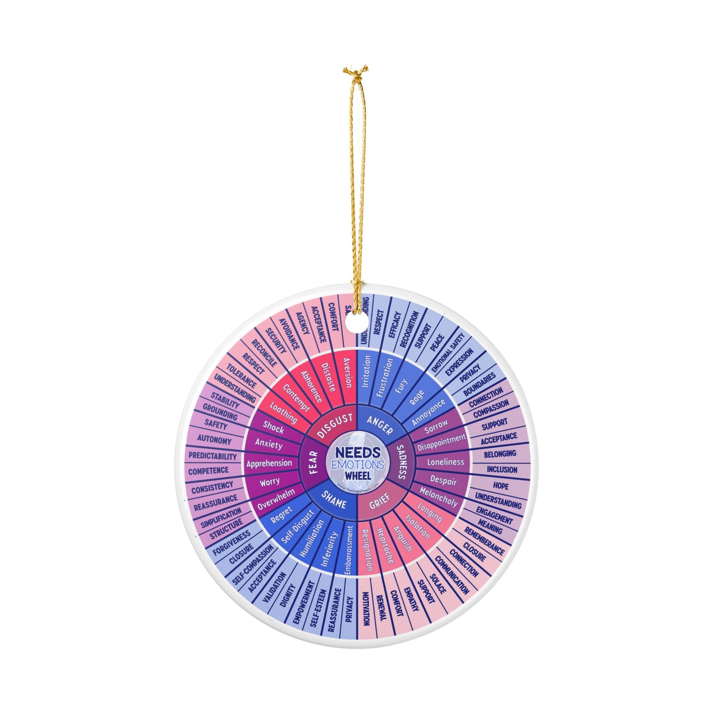 Emotions & Needs Wheel Ceramic Ornament — Mental Health Awareness Decoration