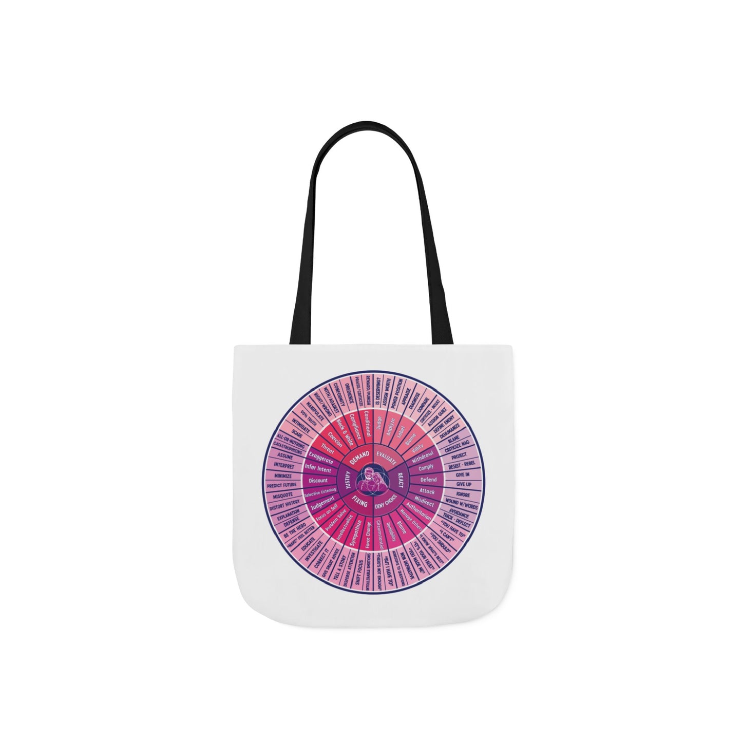 Attunement Canvas Tote Bag with Vibrant 5-Color Straps, Therapy Psych Art, Everyday Use