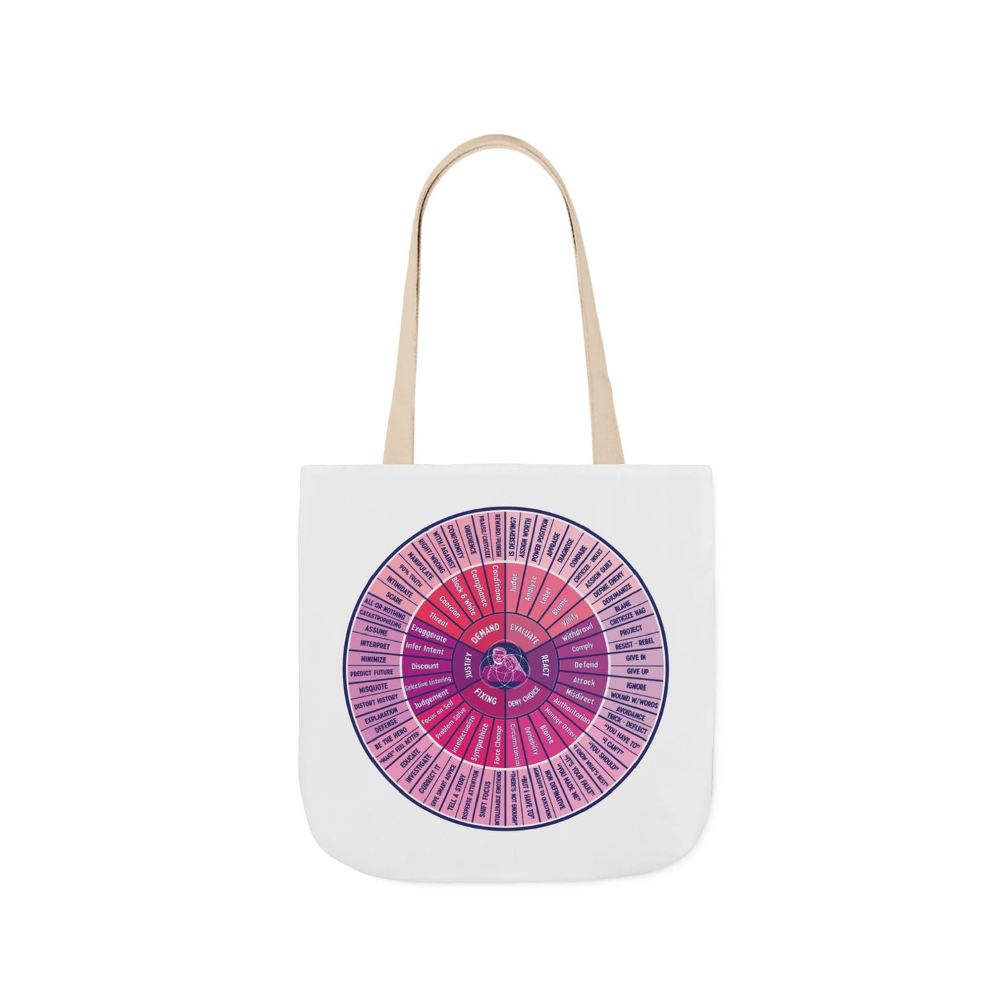 Attunement Canvas Tote Bag with Vibrant 5-Color Straps, Therapy Psych Art, Everyday Use