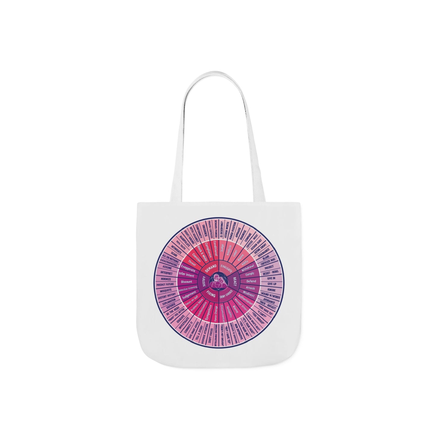 Attunement Canvas Tote Bag with Vibrant 5-Color Straps, Therapy Psych Art, Everyday Use