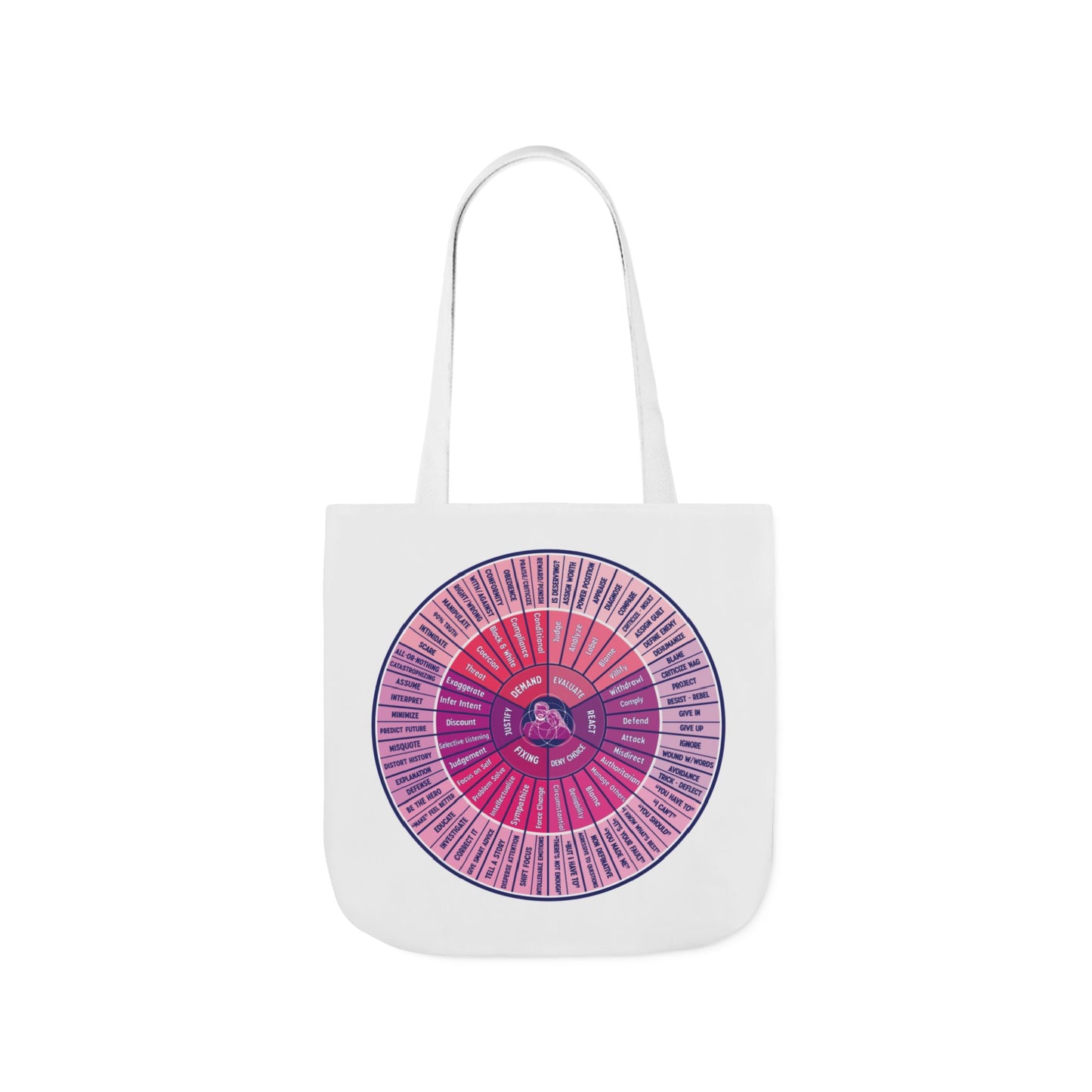 Attunement Canvas Tote Bag with Vibrant 5-Color Straps, Therapy Psych Art, Everyday Use