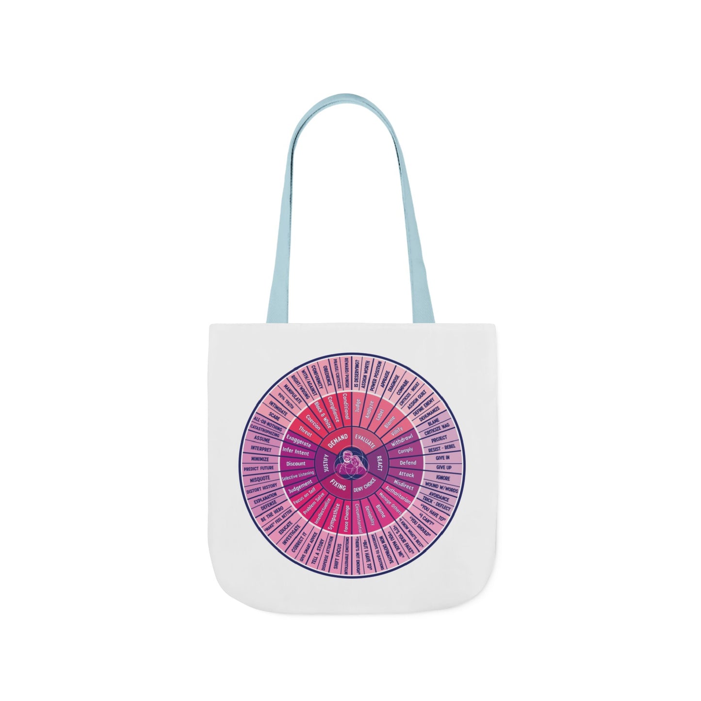 Attunement Canvas Tote Bag with Vibrant 5-Color Straps, Therapy Psych Art, Everyday Use