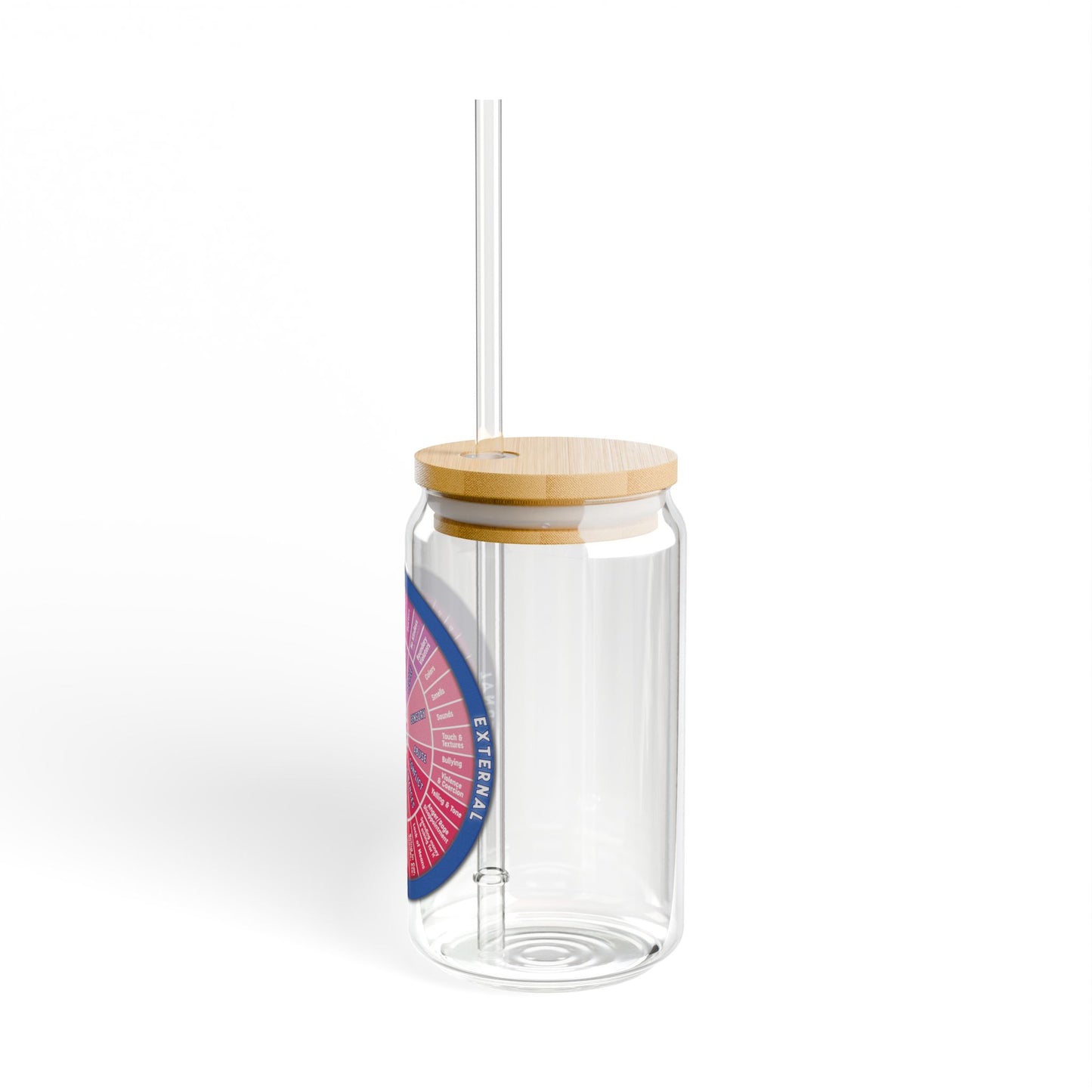 Glass with Lid, 16oz - Therapy Coaching Nervous System. Psych Recovery Mental Health Drinkware, Unique Gift for Her, Home Decor, Fun Kitchen Accessory