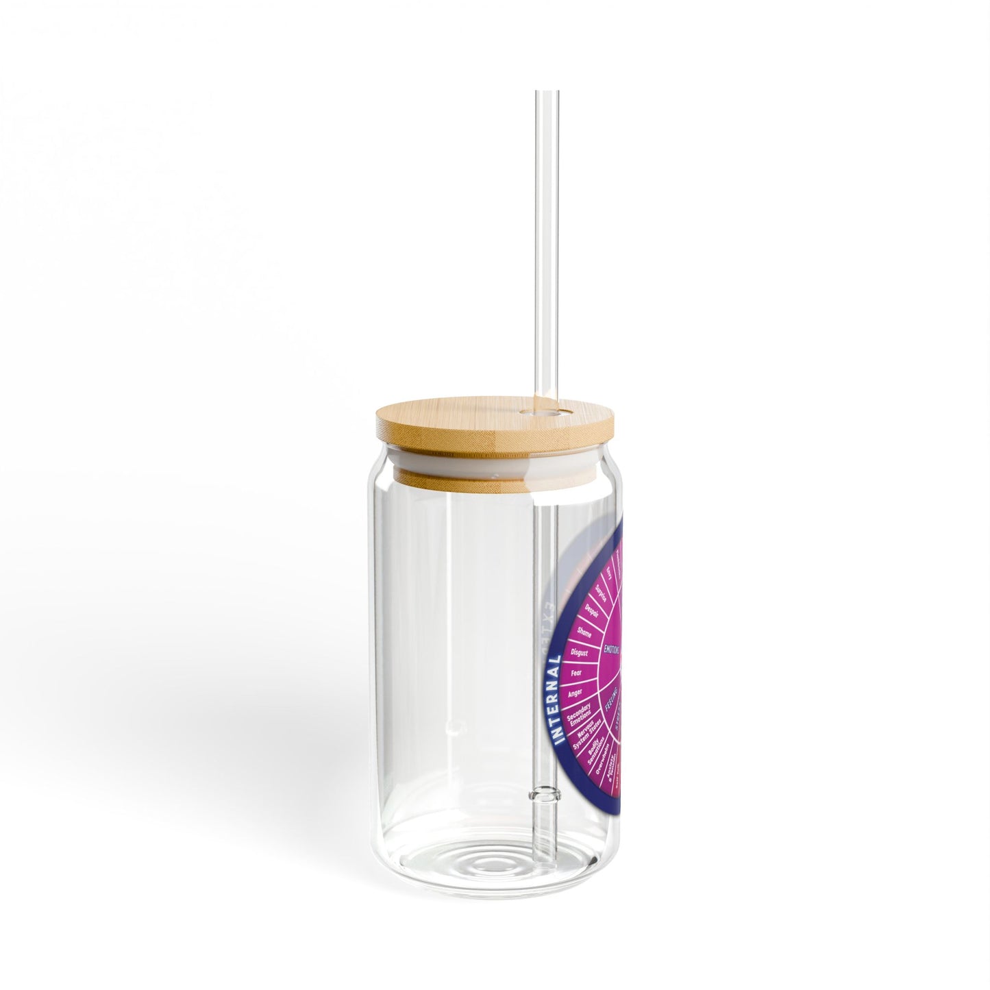 Glass with Lid, 16oz - Therapy Coaching Nervous System. Psych Recovery Mental Health Drinkware, Unique Gift for Her, Home Decor, Fun Kitchen Accessory