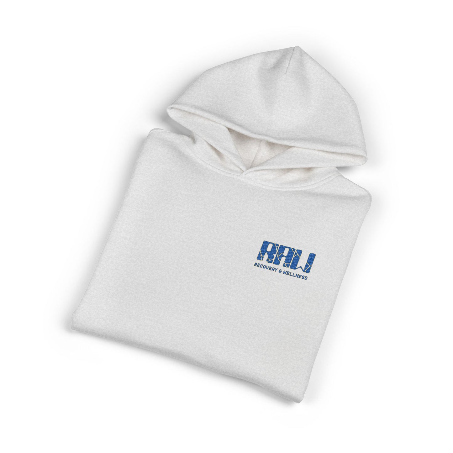 Relaxed Hoodie — Minimal 'RHU' Blue Mosaic Chest Logo Hoodie