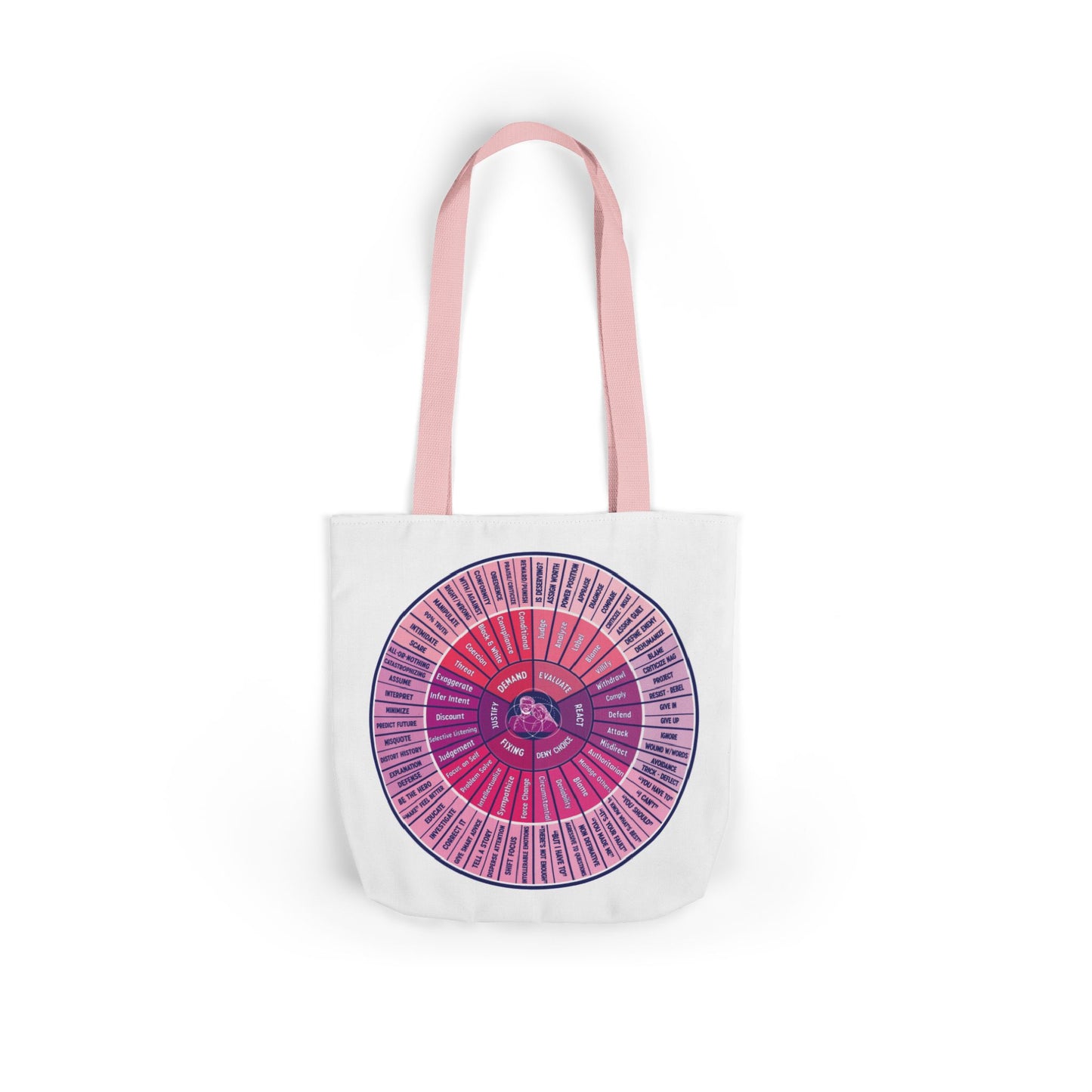 Attunement Canvas Tote Bag with Vibrant 5-Color Straps, Therapy Psych Art, Everyday Use