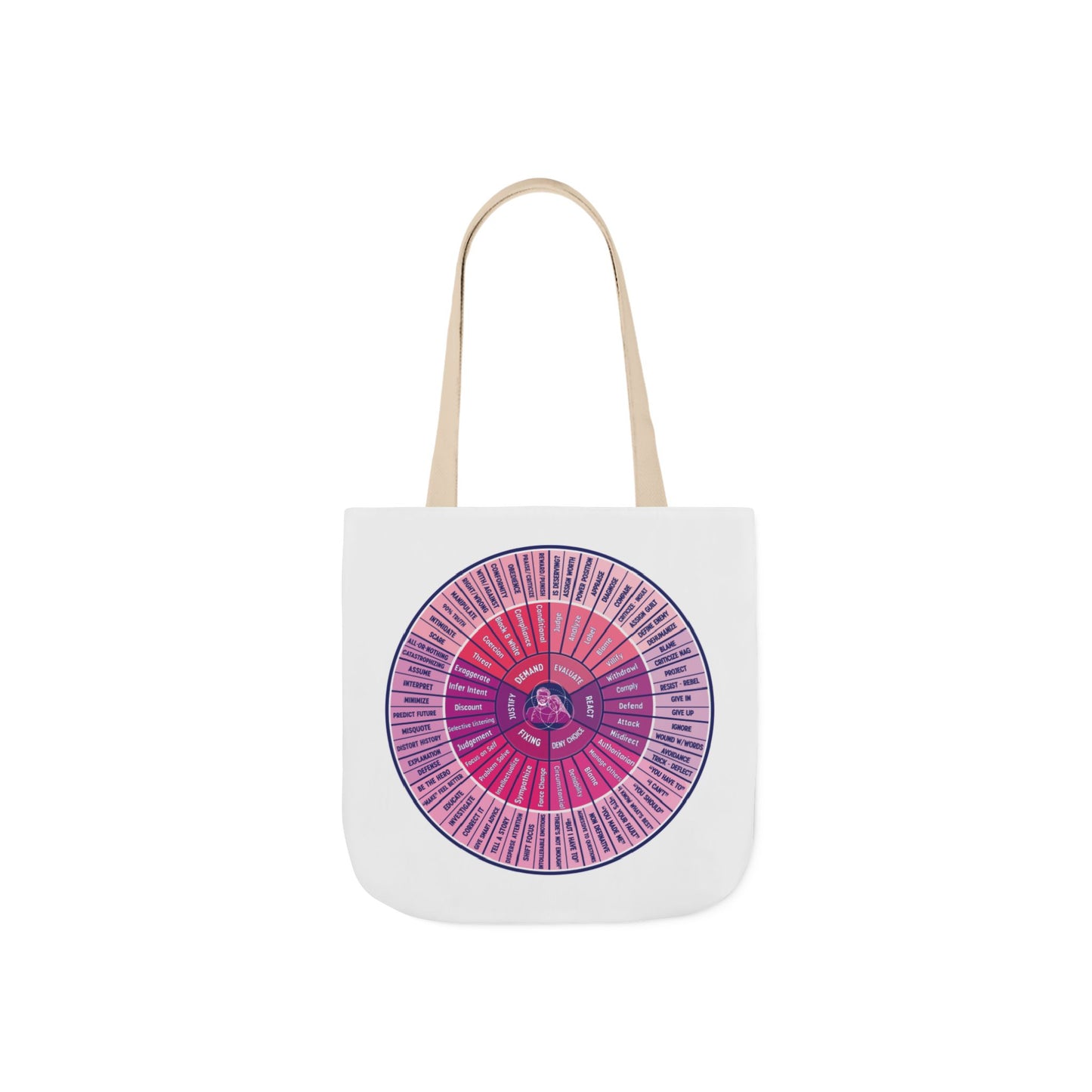 Attunement Canvas Tote Bag with Vibrant 5-Color Straps, Therapy Psych Art, Everyday Use