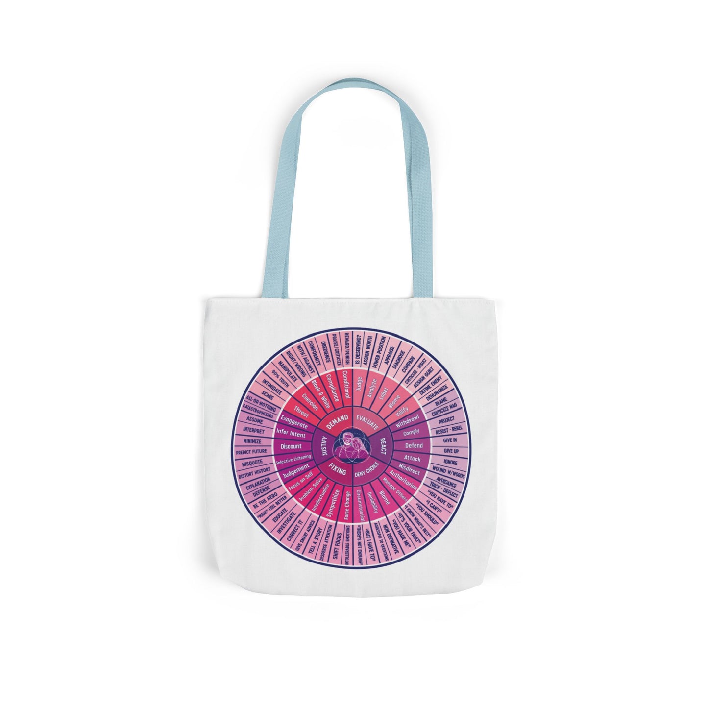 Attunement Canvas Tote Bag with Vibrant 5-Color Straps, Therapy Psych Art, Everyday Use