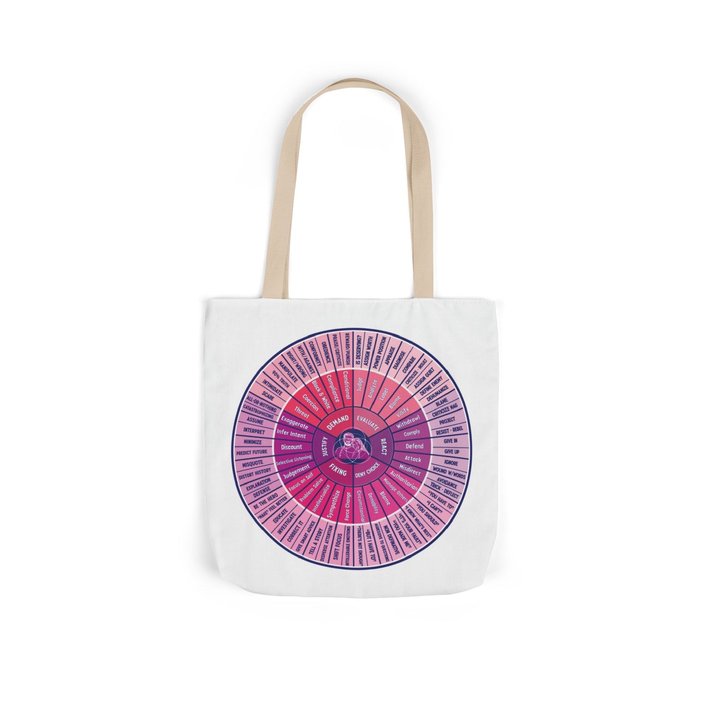 Attunement Canvas Tote Bag with Vibrant 5-Color Straps, Therapy Psych Art, Everyday Use