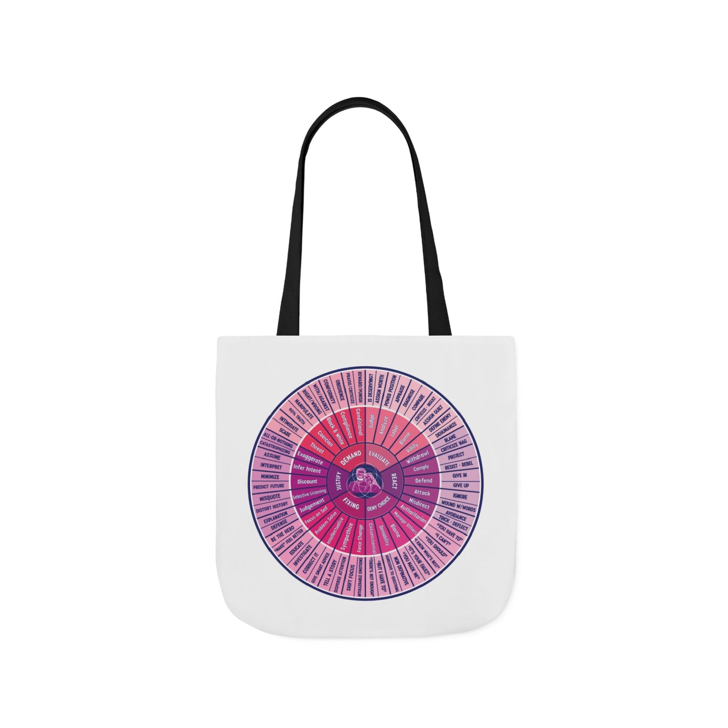 Attunement Canvas Tote Bag with Vibrant 5-Color Straps, Therapy Psych Art, Everyday Use