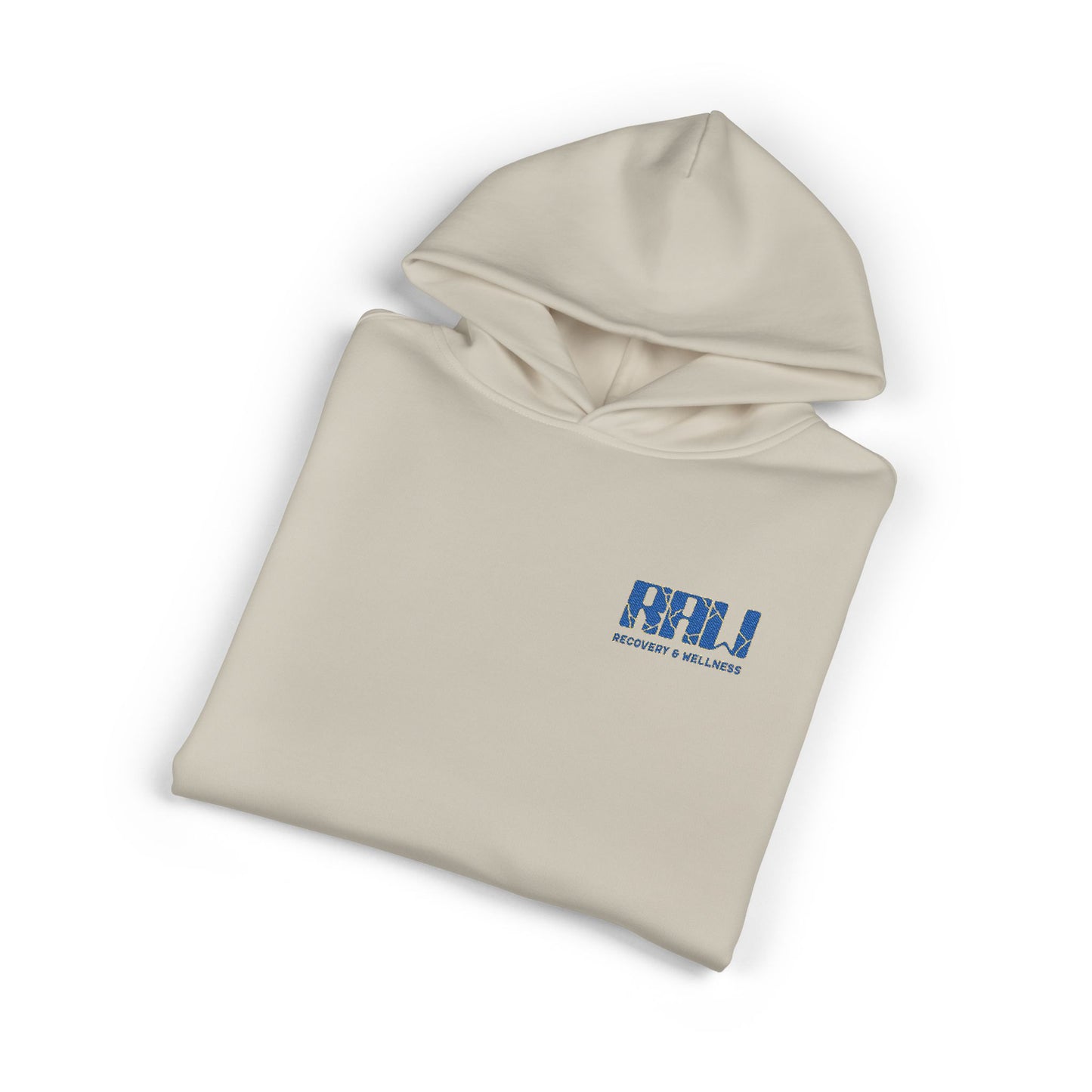 Relaxed Hoodie — Minimal 'RHU' Blue Mosaic Chest Logo Hoodie